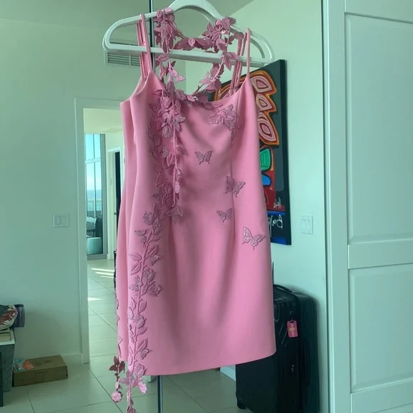 BLUMARINE PINK BUTTERFLY APPLIQUÉ DRESS -  BRAND NEW -size 40 =4/6 closer to a 6 - Picture 2 of 2